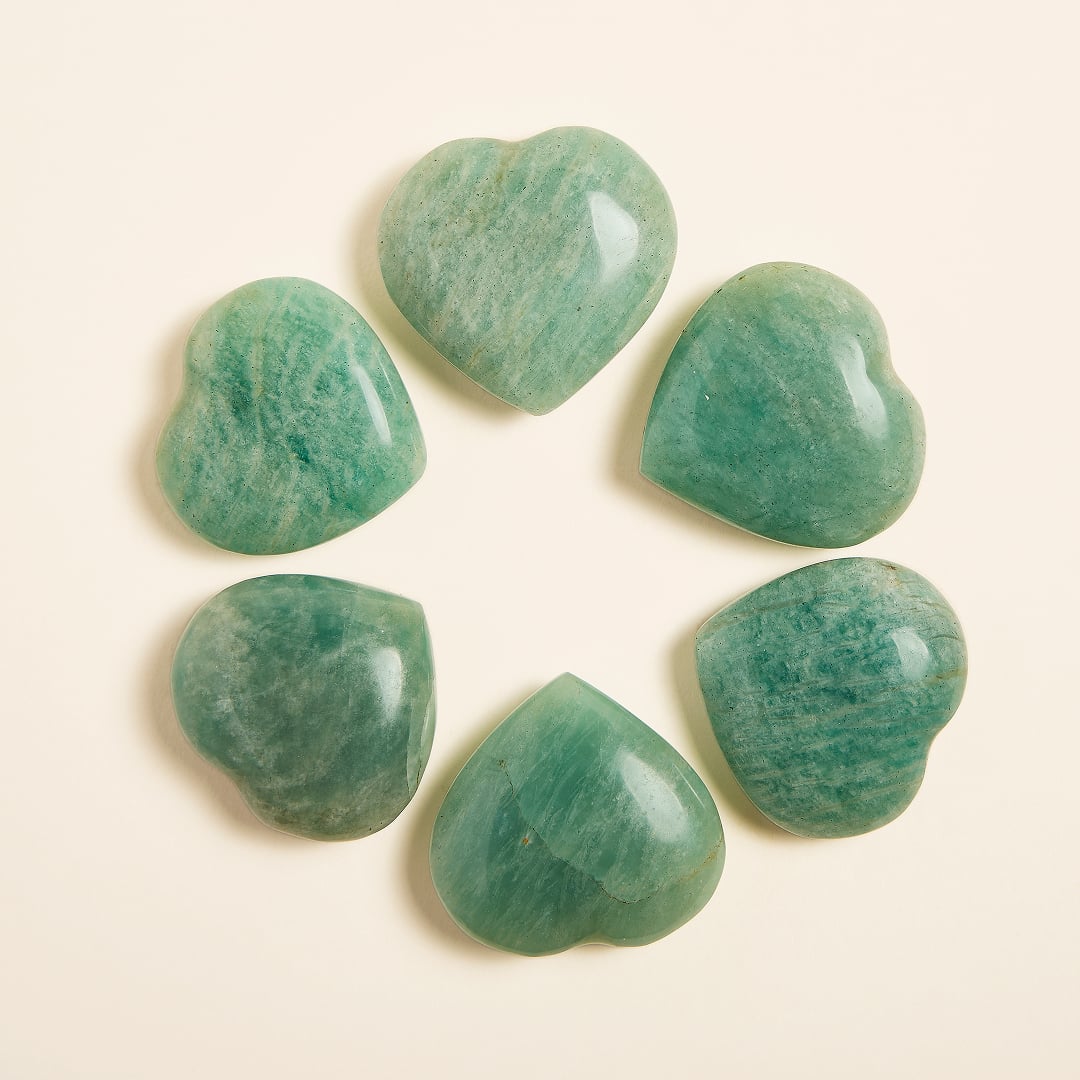 Pierres Cœurs Amazonite – Lot de 6 pièces
