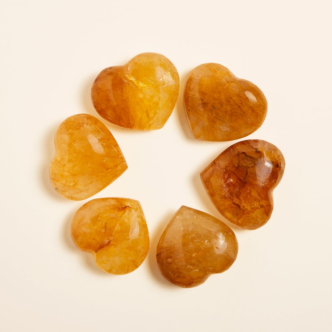 Pierres Cœurs Quartz Hématoïde – Lot de 6 pièces