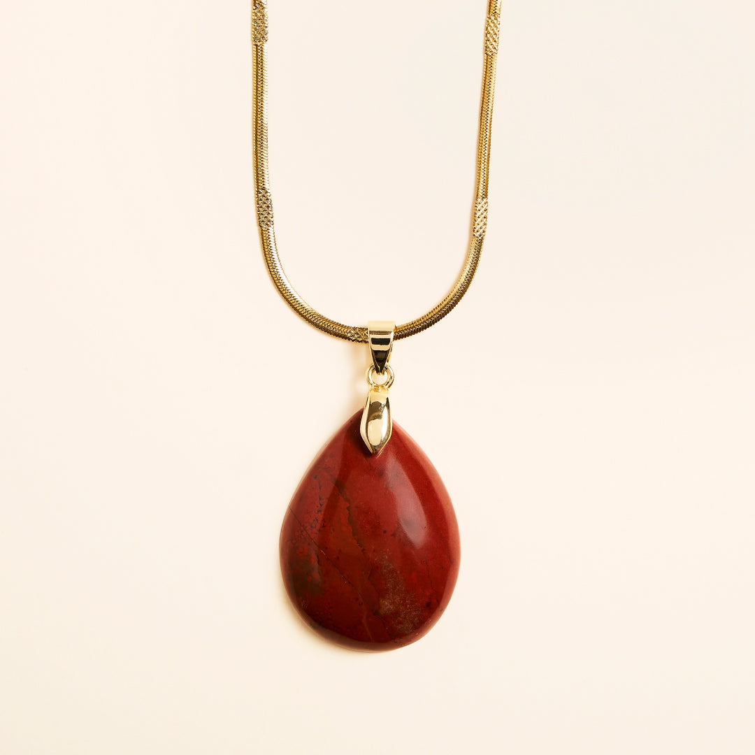 Collier Pendentif Jaspe Rouge