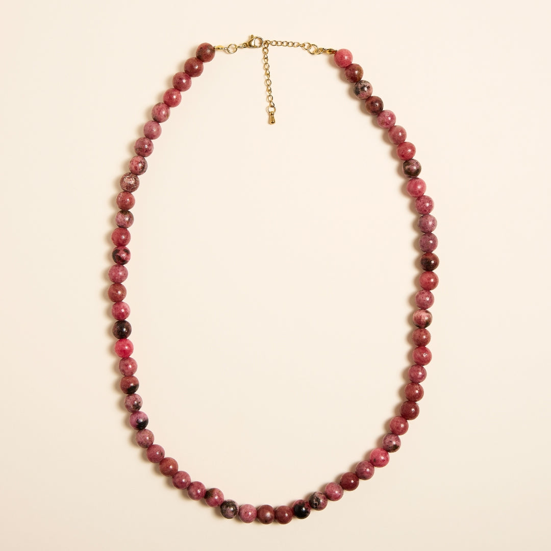 Collier Rhodonite en Perles