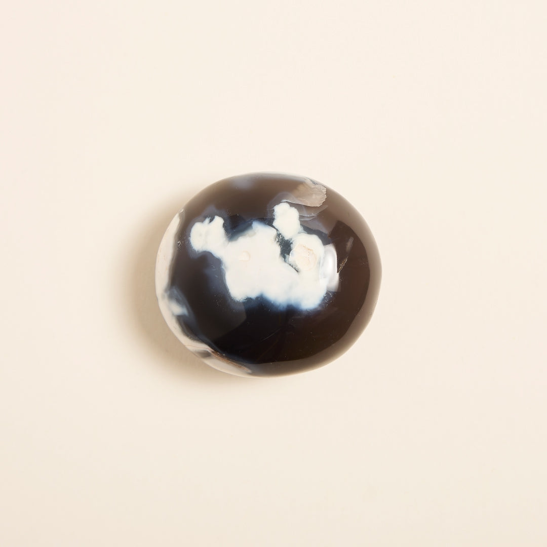 Galet de Poche Agate Noir et Blanc