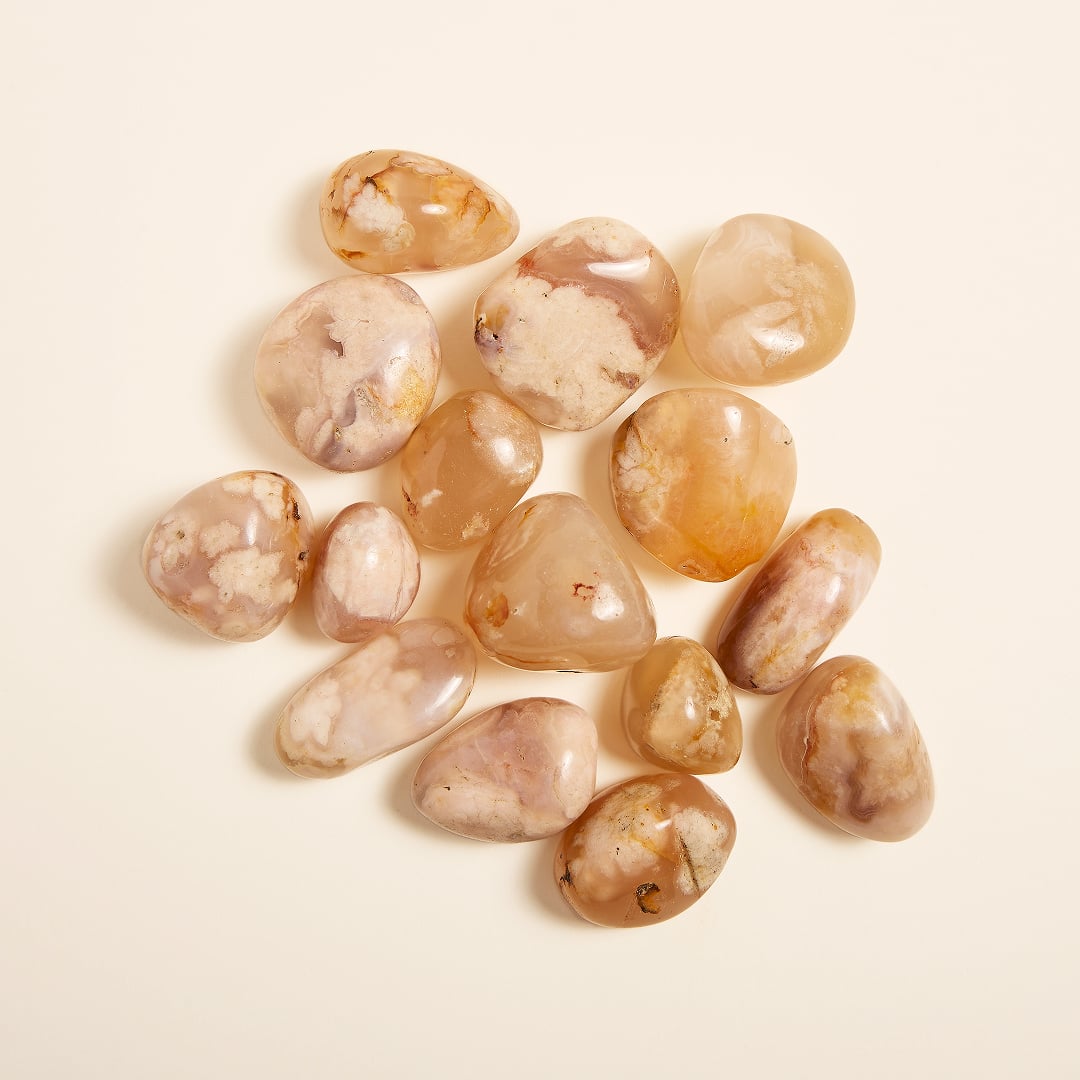 Pierres Roulées Agate Fleur – Lot de 15 pièces