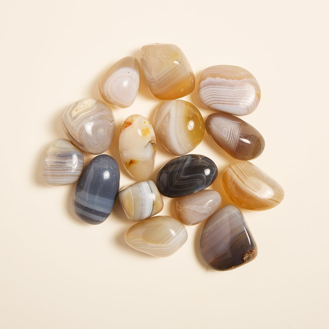 Pierres Roulées Agate Rubanée – Lot de 15 pièces
