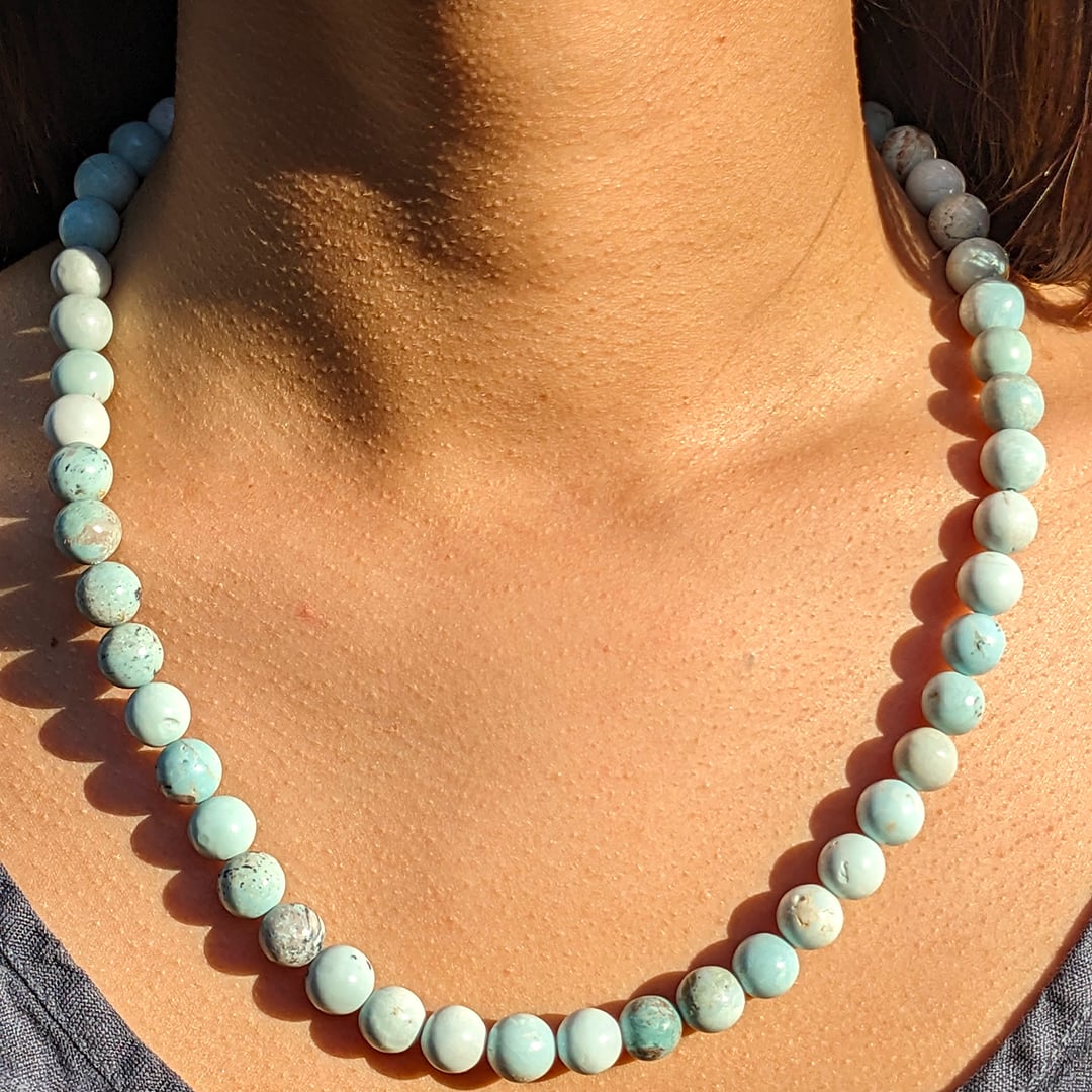 Collier Opaline Turquoise en Perles