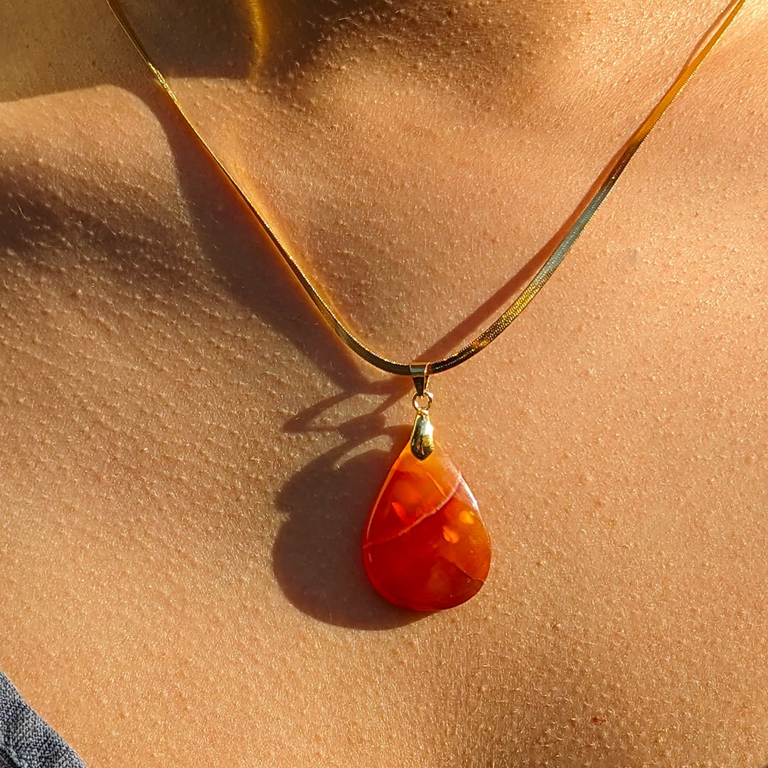 Collier Pendentif Cornaline