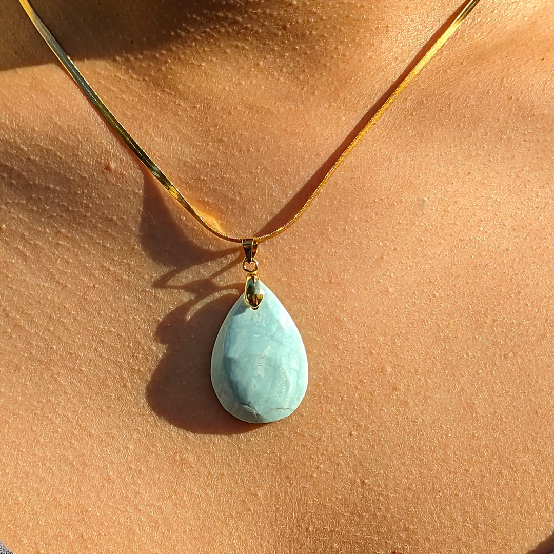 Collier Pendentif Opaline Turquoise