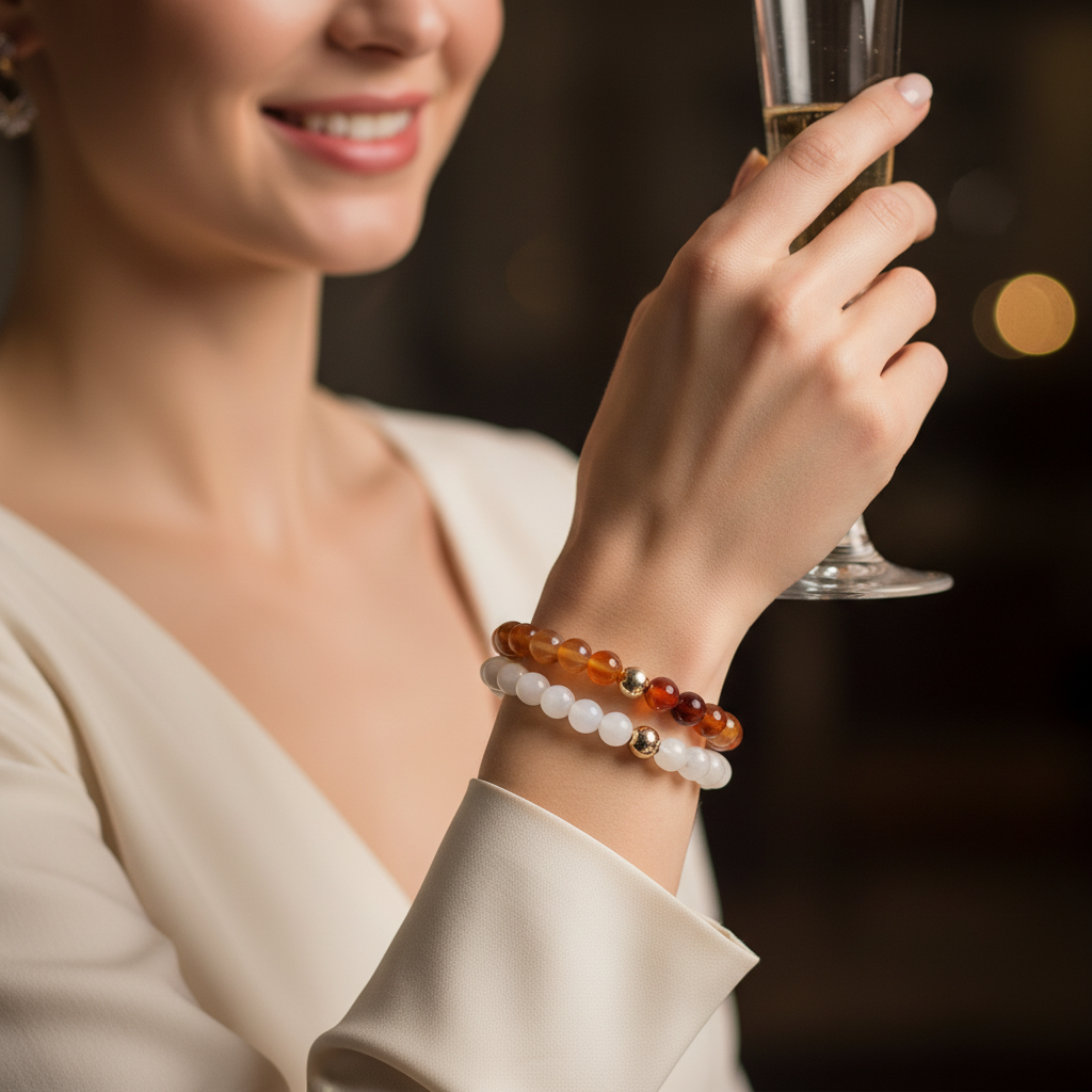 Pack bracelet énergie Cornaline & Quartz Blanc